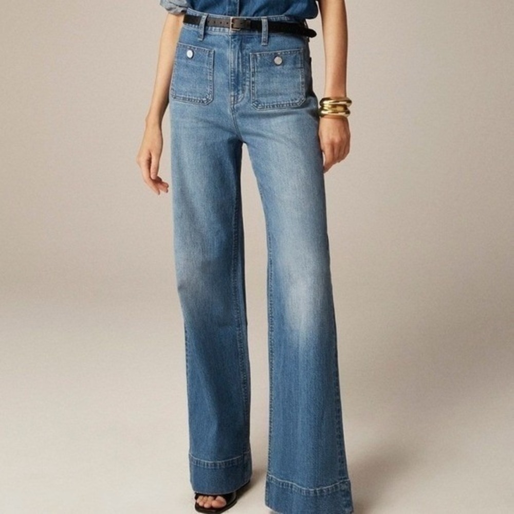 J.Crew '96 Denim Jeans Women 35 Blue High Rise Wide Leg Coastal Grandmother NWT